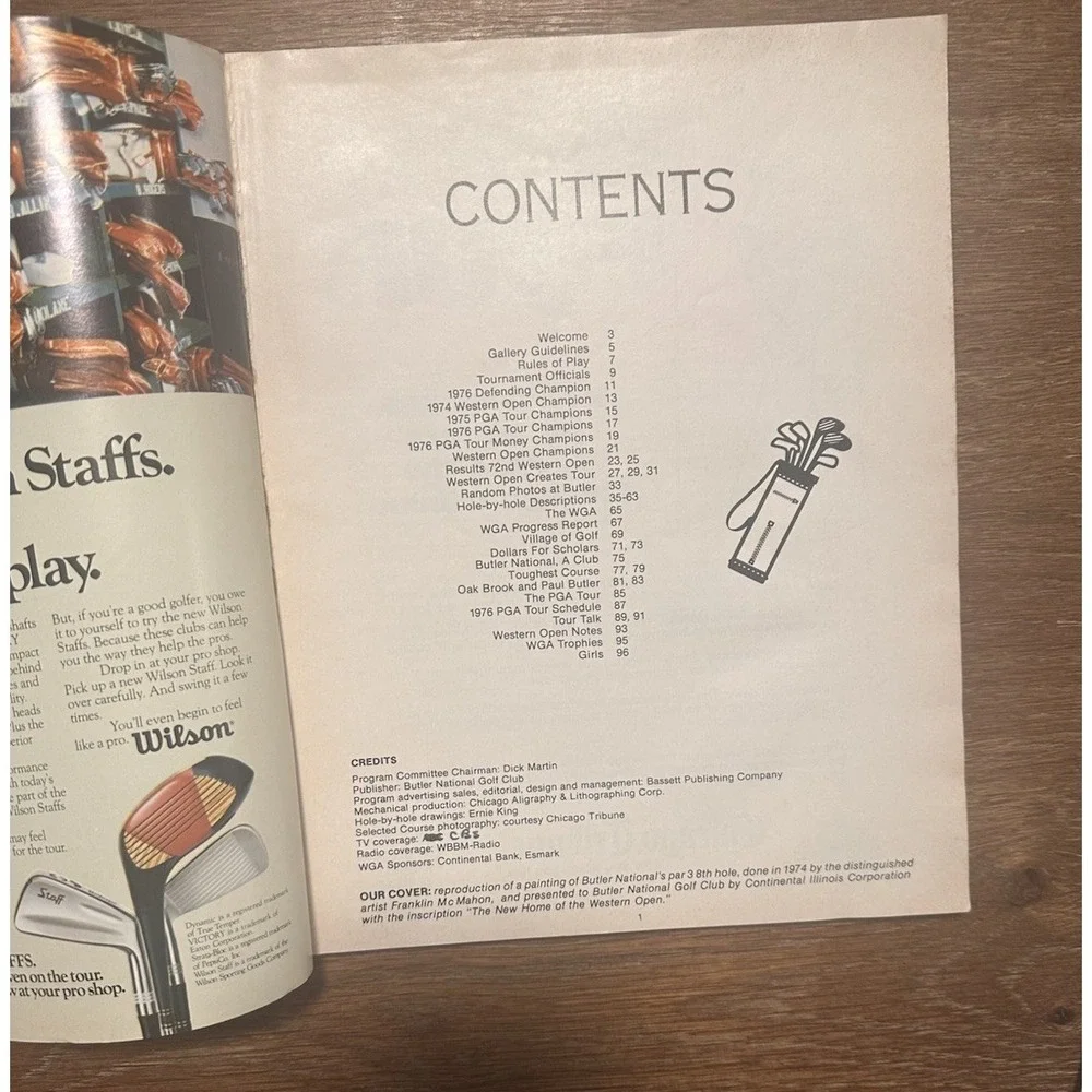 Vintage 1976 Western Open Championship PGA GOLF Program Butler National Golf